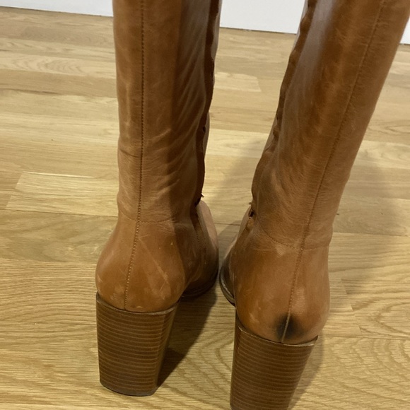 Nine West Brown/Tan Leather Boots - Size 9m - Picture 3 of 4